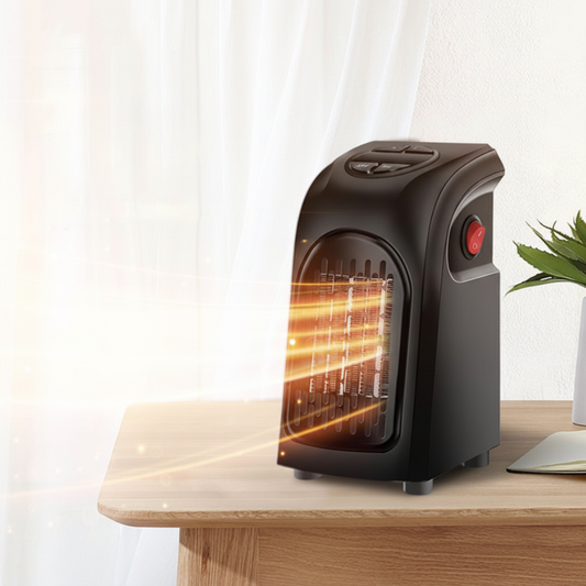  Portable electric space heater 500W with ceramic heating element and adjustable thermostat.


