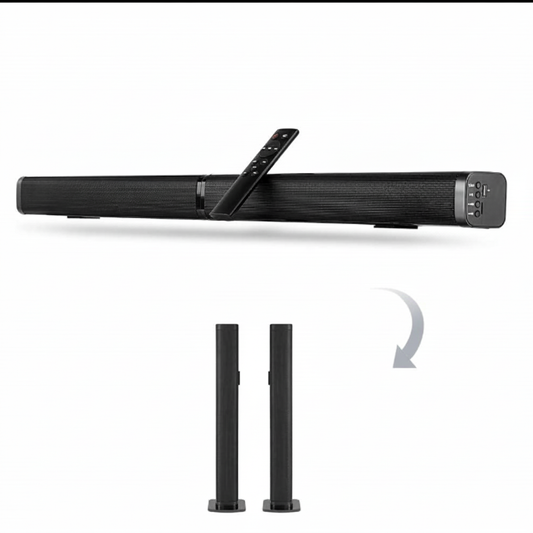 Sounderlink Bluetooth TV Soundbar with detachable tower speakers - front view.