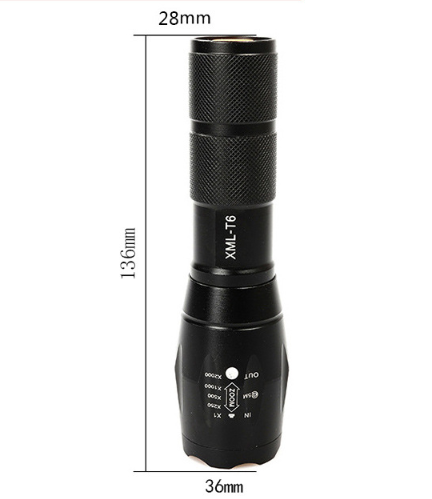 Zoomable tactical flashlight aluminum alloy construction
