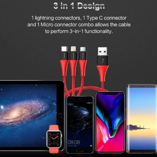 Universal fast charging cable for iPhone and Android devices


