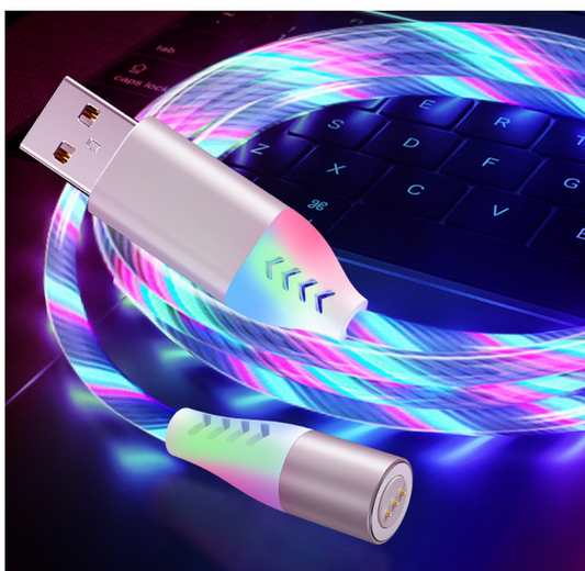 Purple pink LED magnetic charging cable USB - fast charge data sync - BibangS
