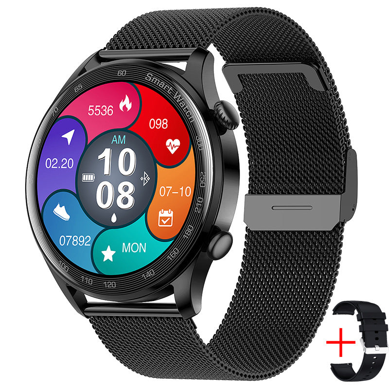 Smart watch with rotary encoder crown and AMOLED display on wrist

