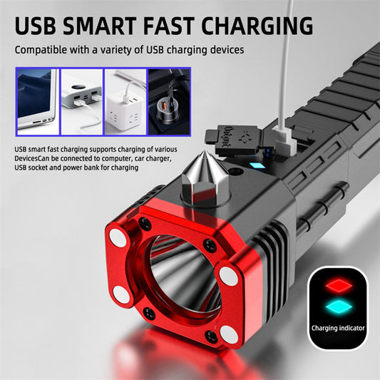 Multifunctional flashlight with window breaker and seatbelt cutter
8 functions overview

