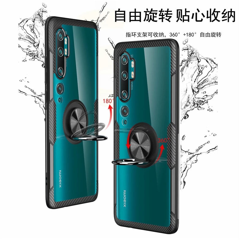 For Xiaomi Mi Note 10 Mi10 Pro Case Car Magnetic stand Holder Case for Xiaomi CC9 Pro Transparent Clear Glass Back Cover