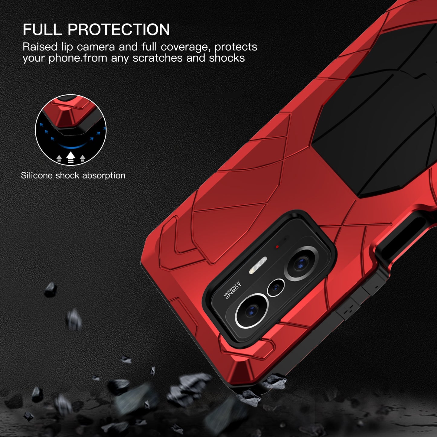 Case For Xiaomi 11T with Tempered Glass Metal Heavy Duty Protection Cover Shockproof Dropproof Dustproof Mi 11T  Pro Phone Case
