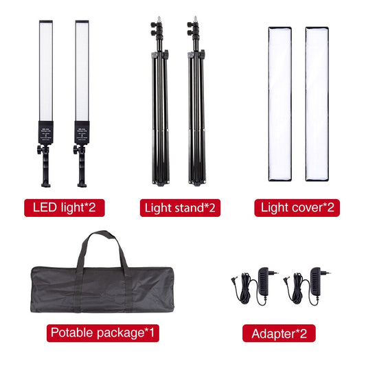 Bi-color photography lighting kit with dimmer control for home studio and content creators.

