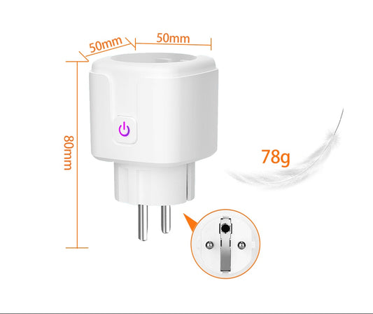 Smart WiFi plug 16A EU – dimensions and weight 78g.