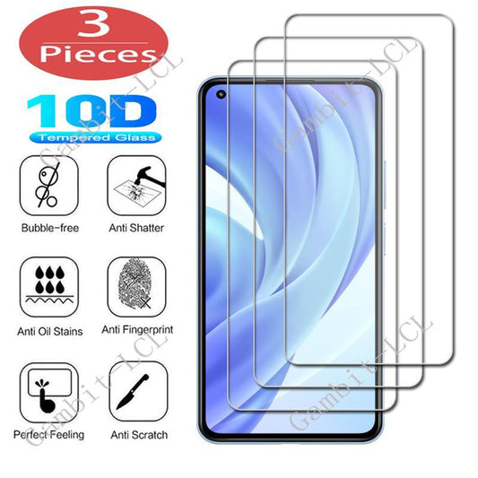 3Pcs Protection Glass For Xiaomi Mi 11 Lite 4G 5G 10i 11X Pro 10 Youth 10T 5G Tempered Screen Protective Protector Cover Film