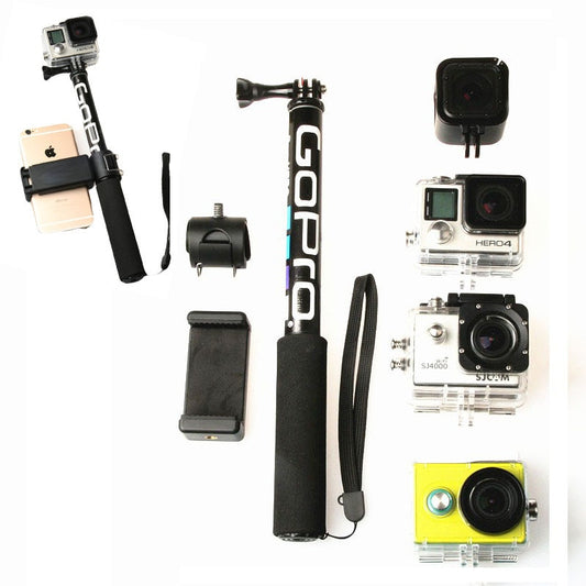 Self Selfie Stick Handheld Extendable Pole Monopod Phone Holder Adapter for Go Pro HERO 9 8 7 10 Xiaoyi 4K SJCAM Accessories