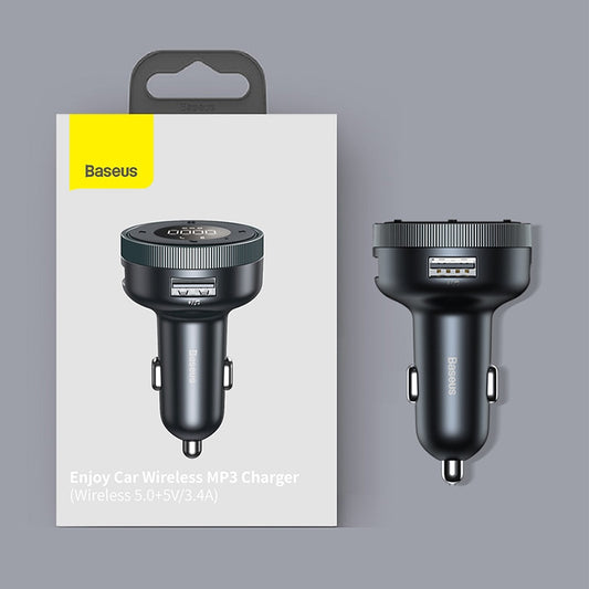 Baseus FM Transmitter Car Bluetooth 5.0 Music Adapter 3.4A Dual USB Car Charger MP3 Player Radio FM Modulator