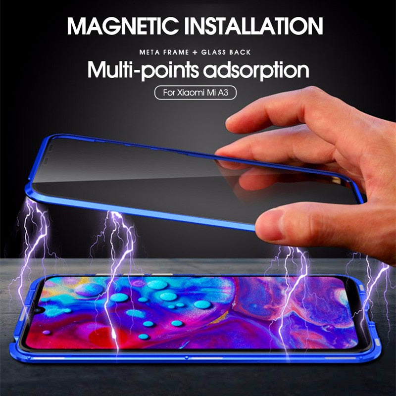 360 Full Protection Flip Magnetic Double Side Glass Case For Xiaomi Mi 8 9 SE 9T 10T 10 Pro CC9E 11 Lite A3 Poco M3 F3 Cover