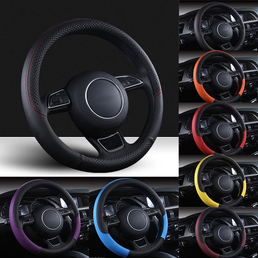 Universal Car Steering Wheel Braid High Quality Leather Anti-Slip 8 Color Car Steering Wheel Cover Car-styling Auto Accessories