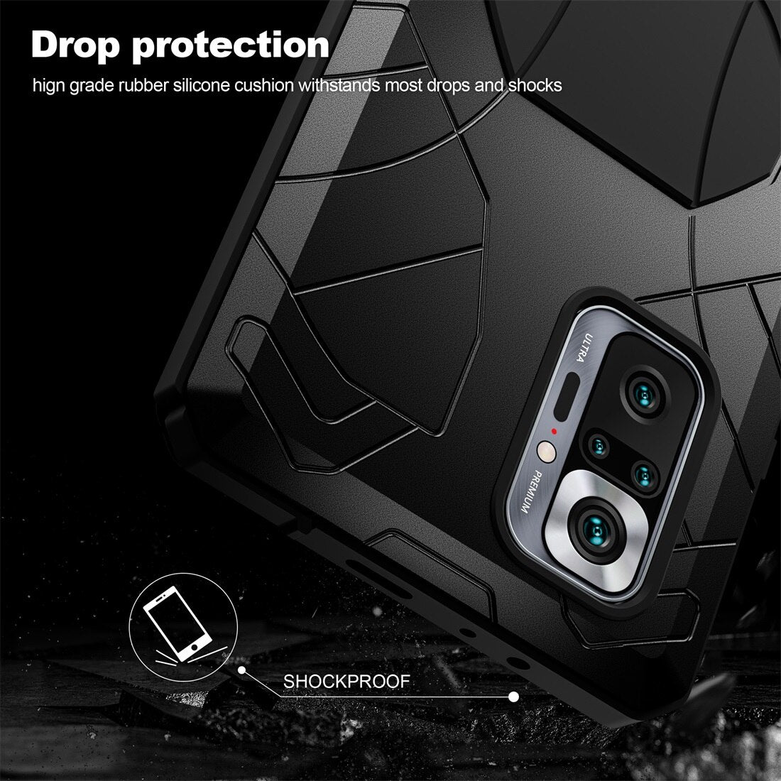 For Xiaomi Redmi Note 10 Pro Phone Case Hard Aluminum Metal Heavy Duty Protection Cover with Tempered Glass Gift Accessories