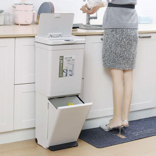 30 Liter Vintage Trash Can Living Room Wheel Recycle Clean Narrow Garbage Bin Office Storga Casa Inteligente Household Cleaning