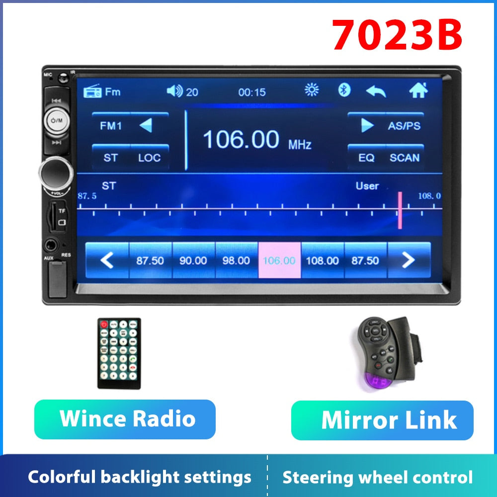 Podofo 2 din Car Radio 7&quot; HD Autoradio Multimedia Player 2DIN Touch Screen Auto audio Car Stereo MP5 Bluetooth USB TF FM Camera