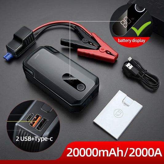 Portable car battery charger 2000A peak current with LED display

