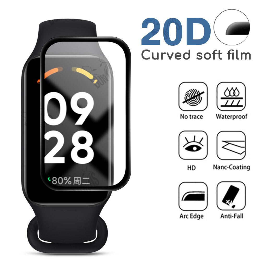 3D Protection Film For Xiaomi Redmi Band 2 Full Coverage Soft Screen Protector Film Accessories For Redmi Band2 (Not Glass）