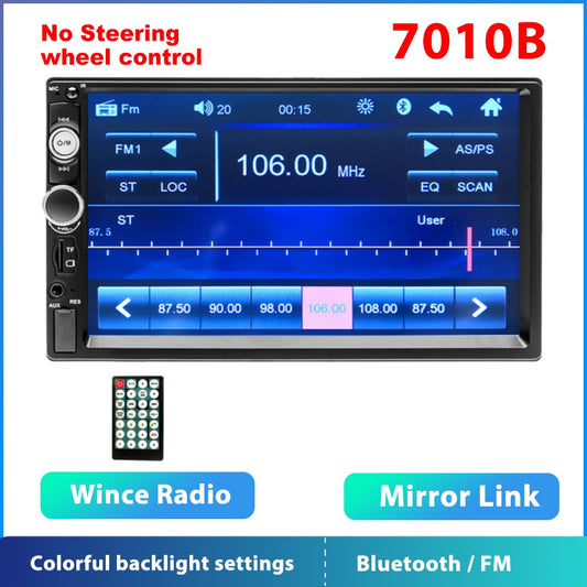 2 DIN Car Stereo 7 Inch Touchscreen - Bluetooth MP5 Player with FM Radio, USB & Backup Camera