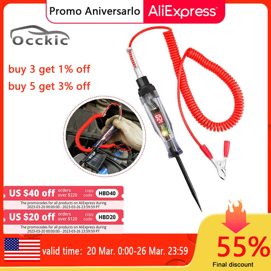 High Quality Auto Circuit Tester Truck Voltage Tester Circuit DC 6V 12V 24V Auto Circuit Tester Auto Diagnostic Probe Test Pen