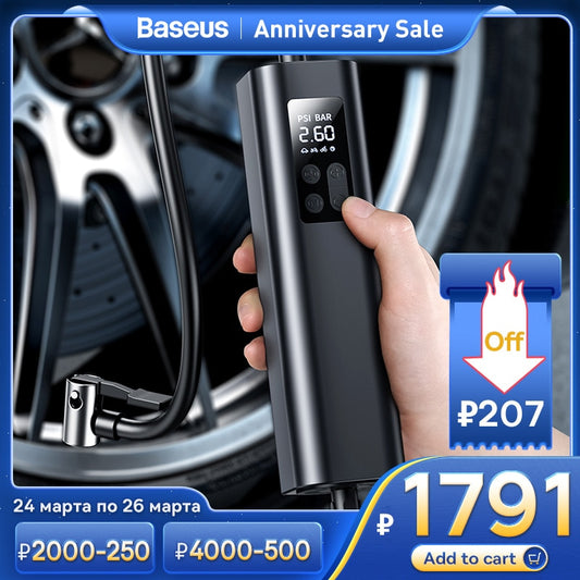 Baseus Inflator Pump 12V Portable Car Air Compressor for Motorcycles Bicycle Boat Tyre Inflator Digital Auto Inflatable Air Pump