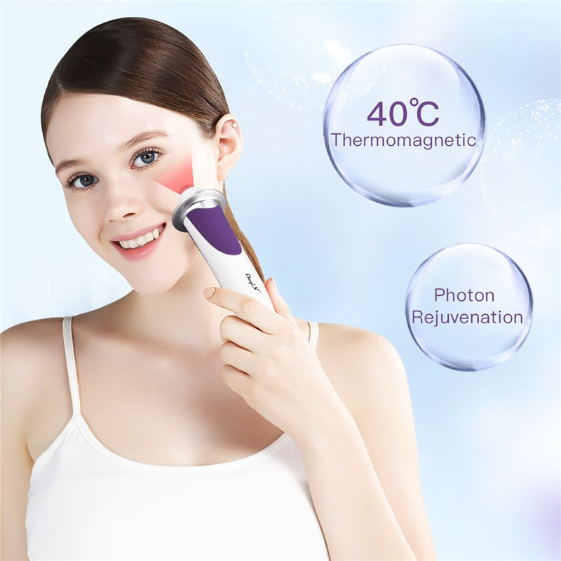 CkeyiN RF EMS Facial Oxygen Injection Machine Microcurrent Face Lifting Red Light Warm Wrinkle Removal Anti-Aging Beauty Device